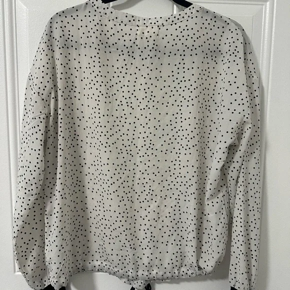 MELLODAY Black and White Polka Dot Blouse, Size Medium - Picture 6 of 8